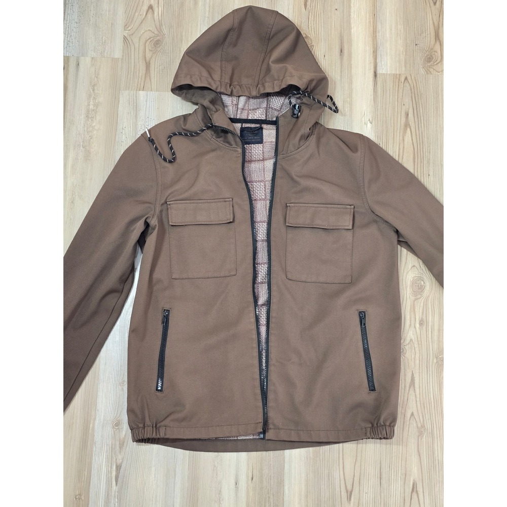 Missing Zip Nomad by Craft Flow Mens Brown Full Zip Hooded Utility Jacket Size M